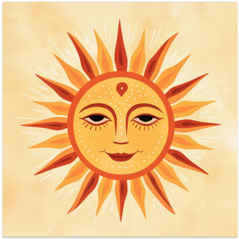 Whimsical Sun Face 2 by Andrea Haase Square Canvas Print Art for Modern Home Decor. Decorate your office or living room with canvas artwork