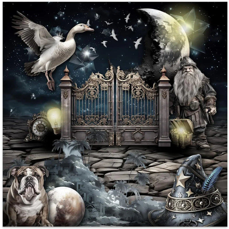 Maciej and his elf's treasure by Rafal Kulik Square Canvas Print Art for Modern Home Decor. Decorate your office or living room with canvas artwork