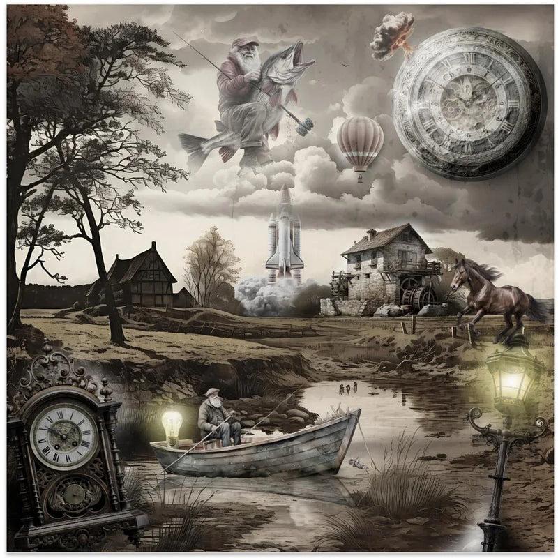 Atomic middle ages II by Rafal Kulik Square Canvas Print Art for Modern Home Decor. Decorate your office or living room with canvas artwork