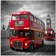 LONDON Red Buses on Westminster Bridge by Melanie Viola Square Canvas Print Art for Modern Home Decor. Decorate your office or living room with canvas artwork