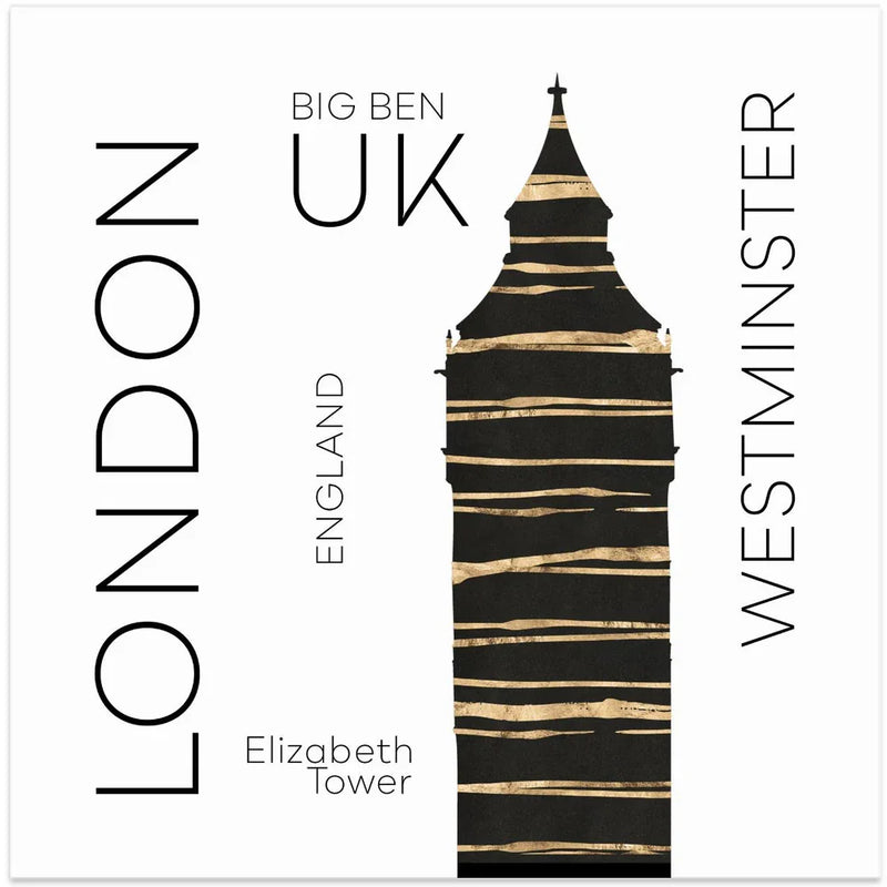 Urban Art LONDON Big Ben by Melanie Viola Square Canvas Print Art for Modern Home Decor. Decorate your office or living room with canvas artwork