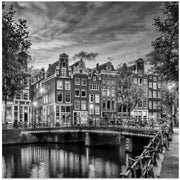 AMSTERDAM Idyllic impression from Singel - Monochrome by Melanie Viola Square Canvas Print Art for Modern Home Decor. Decorate your office or living room with canvas artwork