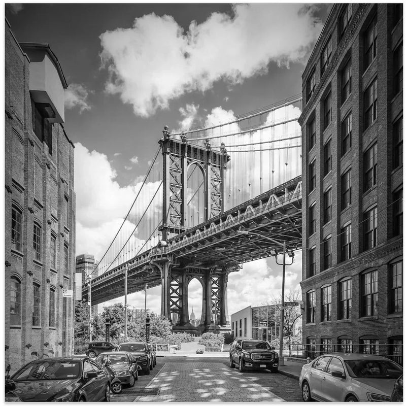 NYC Manhattan Bridge by Melanie Viola Square Canvas Print Art for Modern Home Decor. Decorate your office or living room with canvas artwork