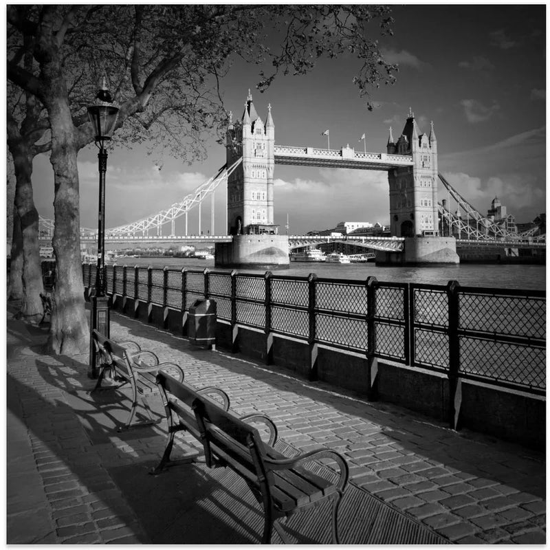 LONDON Thames Riverside & Tower Bridge by Melanie Viola Square Canvas Print Art for Modern Home Decor. Decorate your office or living room with canvas artwork