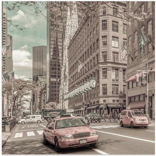 MANHATTAN 5th Avenue | urban vintage style by Melanie Viola Square Canvas Print Art for Modern Home Decor. Decorate your office or living room with canvas artwork