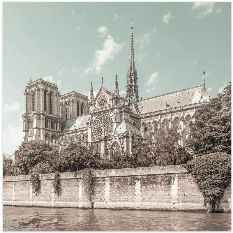 PARIS Cathedral Notre-Dame | urban vintage style by Melanie Viola Square Canvas Print Art for Modern Home Decor. Decorate your office or living room with canvas artwork