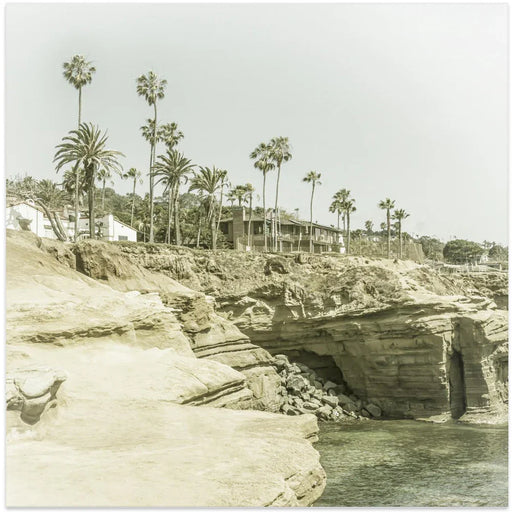 SAN DIEGO Vintage Sunset Cliffs by Melanie Viola Square Canvas Print Art for Modern Home Decor. Decorate your office or living room with canvas artwork