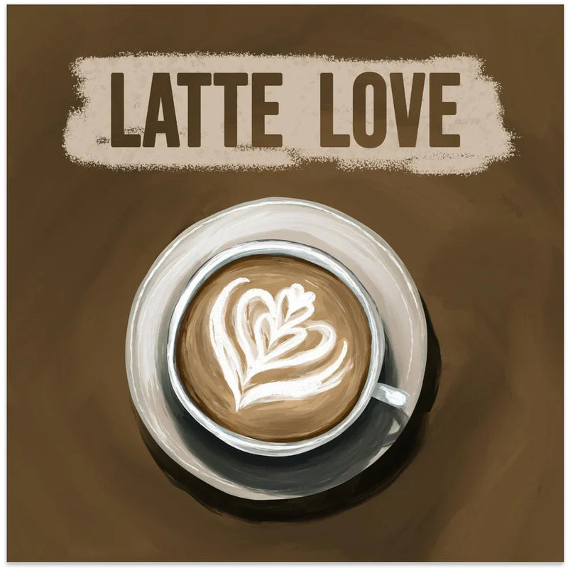 Latte Love by EMELIEmaria Square Canvas Print Art for Modern Home Decor. Decorate your office or living room with canvas artwork