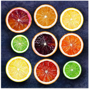 Citrus energy by EMELIEmaria Square Canvas Print Art for Modern Home Decor. Decorate your office or living room with canvas artwork