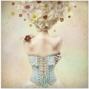 Girl of the flower garden Square Canvas Art  Kiyo Murakami 