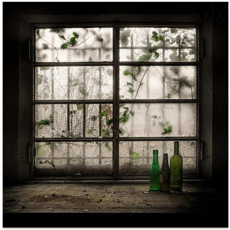 Still-Life with glass bottle by Vito Guarino Square Canvas Print Art for Modern Home Decor. Decorate your office or living room with canvas artwork