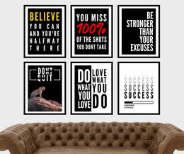 Botanical Green Tropical Leafs Framed Wall art Print Set Of 6