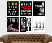 Botanical Green Tropical Leafs Framed Wall art Print Set Of 6