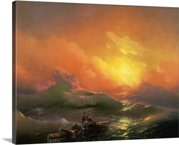 「フレーム付き」A4 3枚セット 3Dウェーブ パノラマアート モダンインテリア The Ninth Wave by Ivan Ajvazovski Canvas 16x20