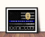 Thin Blue Line Flag Police Officer Gift Art Framed