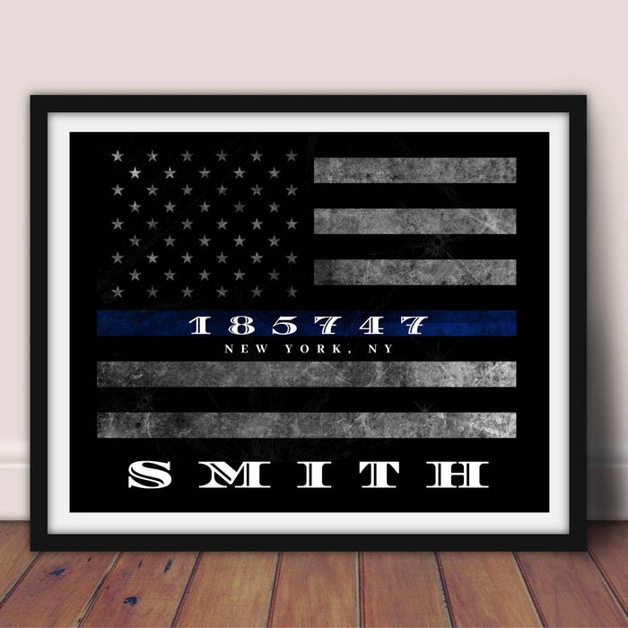Thin Blue Line framed Police officer gift Art