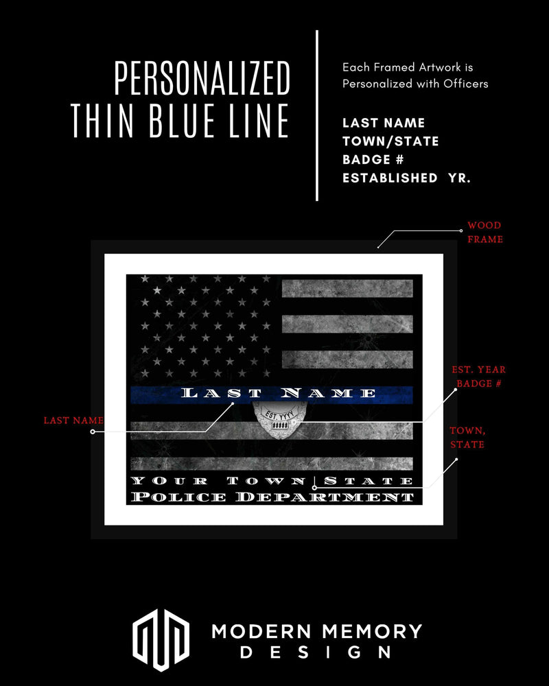 Thin Blue Line Police officer or Firefighter Thin Red Line  Art Picture Frame Store New Jersey