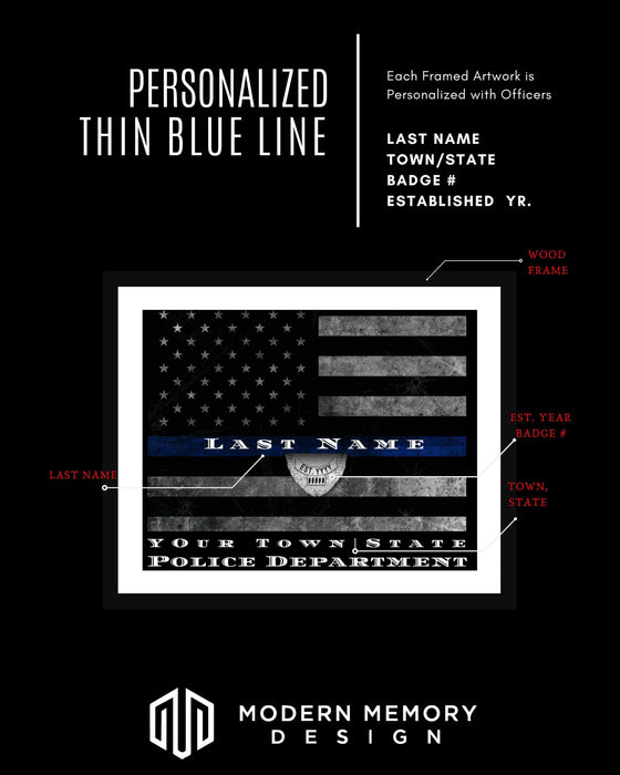 Thin Blue Line Police officer or Firefighter Thin Red Line  Art