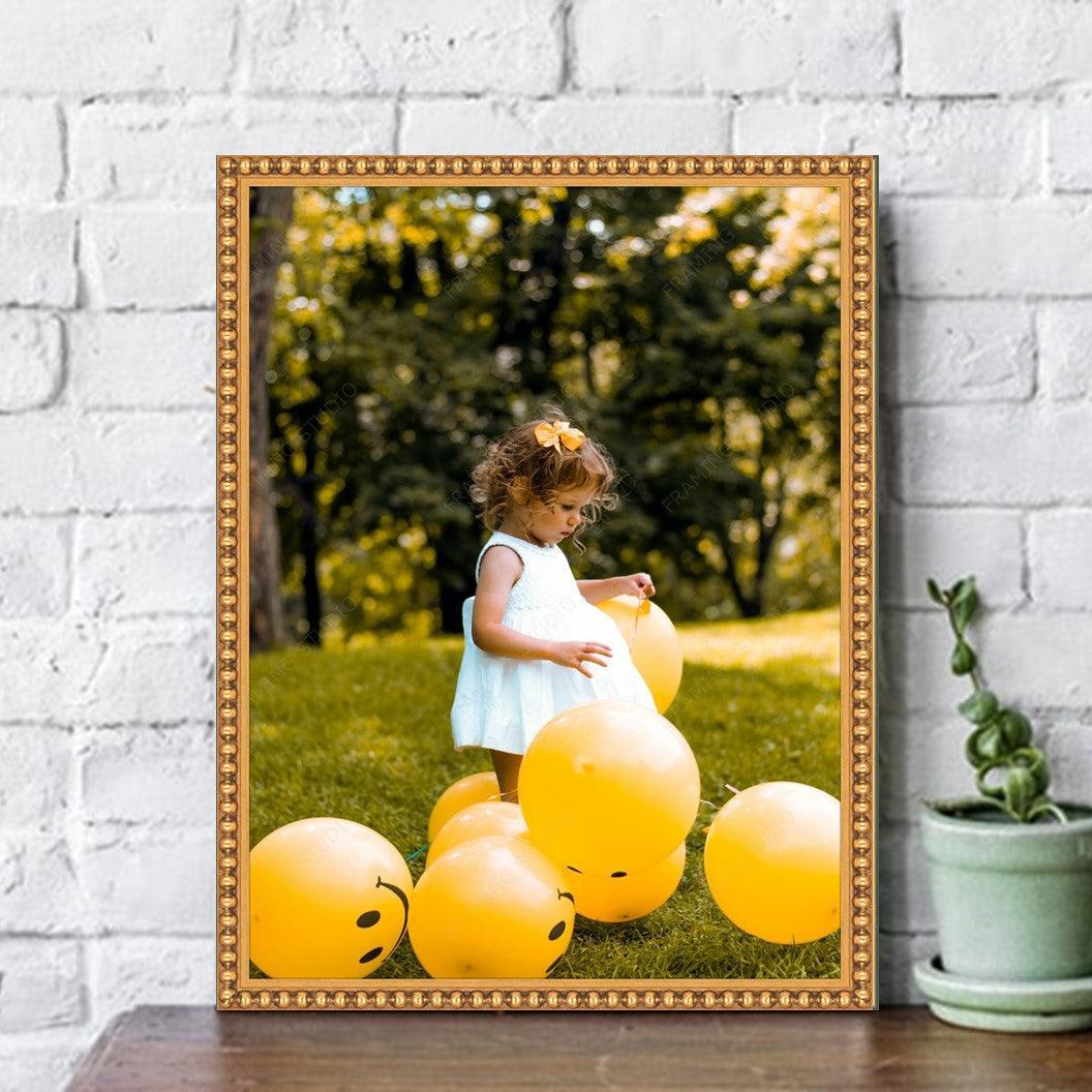 Gold Leaf Beaded Picture Frame - Thin Design