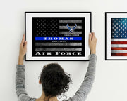 US Air Force Thin BLUE Line Flag wall art for US Air Force