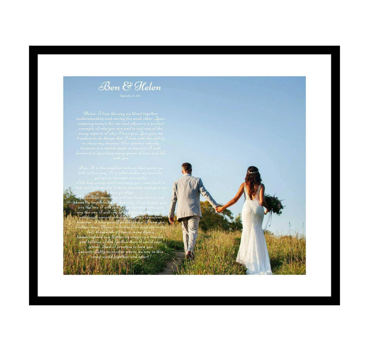 Wedding anniversary gift framed art with song lyric or vows for home decor