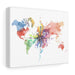 Watercolor World Map Graphic on Wrapped Canvas