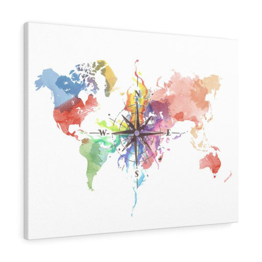Watercolor World Map Graphic on Wrapped Canvas