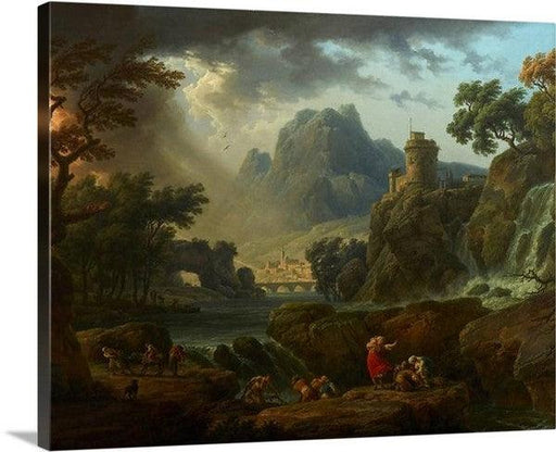 A Mountain Landscape with an Approaching Storm by Claude Joseph Vernet Canvas Classic Artwork