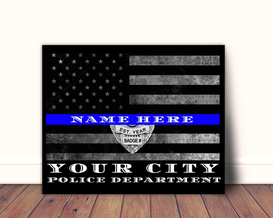 Boston Police Officer Thin blue Line Flag Gift Art - Modern Memory Design Picture frames - New Jersey Frame shop custom framing