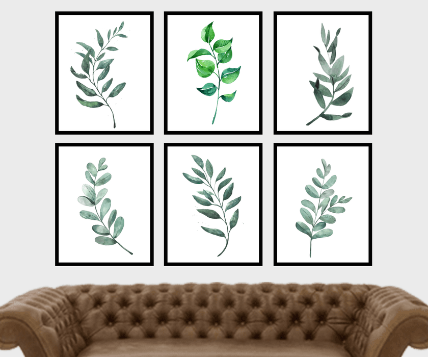 Botanical Green Tropical Leafs Framed art Print Set Of 6 - Modern Memory Design Picture frames - New Jersey Frame shop custom framing
