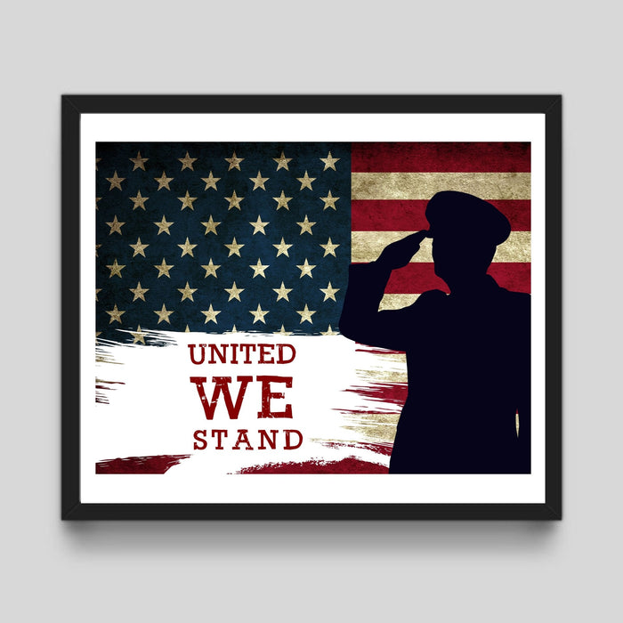 Military United We Stand Patriotic Wall Art Framed canvas print