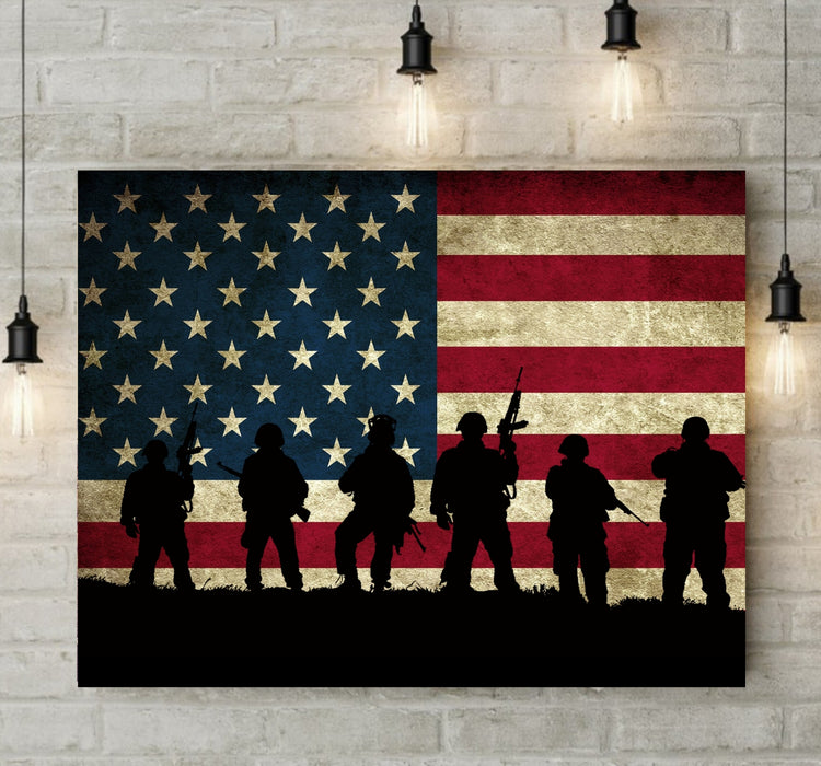 Patriotic Military USA Flag Wall Art Framed or Canvas Art Print | Modern Memory Design