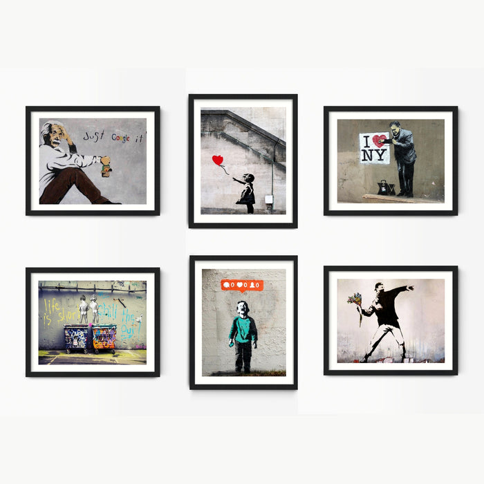 Banksy Art Framed Set of 6 Street Art Prints Graffiti — Modern Memory  Design Picture frames