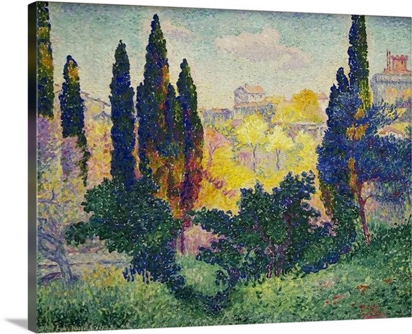 Cypresses in Cagnes by Henri-Edmond Cross Canvas Classic Artwork