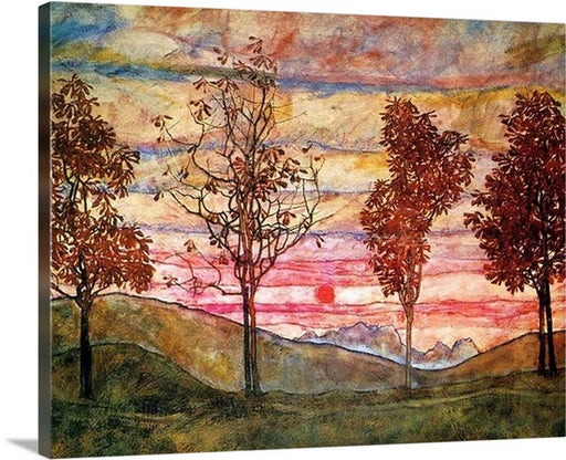 Four Trees by Egon Schiele Canvas Classic Artwork
