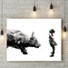 Black and white Wall Street bull and fearless girl statue - Modern Memory Design Picture frames - New Jersey Frame shop custom framing