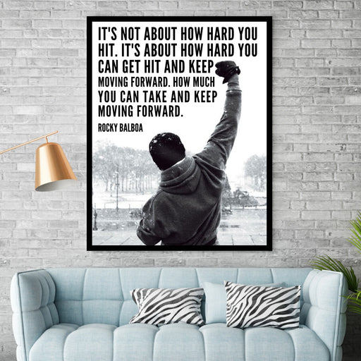 Rocky Balboa Quote Black Frame wall art or canvas prints Art Pr Rocky Quotes Movie Poster Framed Wall Art Canvas 