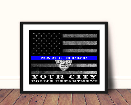 Atlanta Police Officer Thin blue Line Flag Gift Art - Modern Memory Design Picture frames - New Jersey Frame shop custom framing