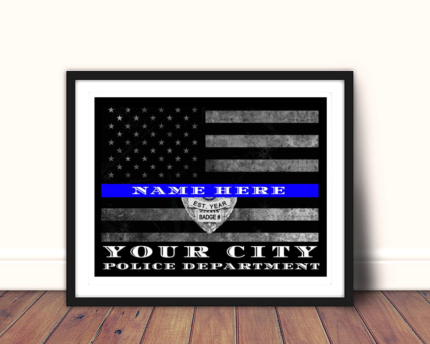 Dallas Police Department Thin blue Line Police Gift Custom Art
