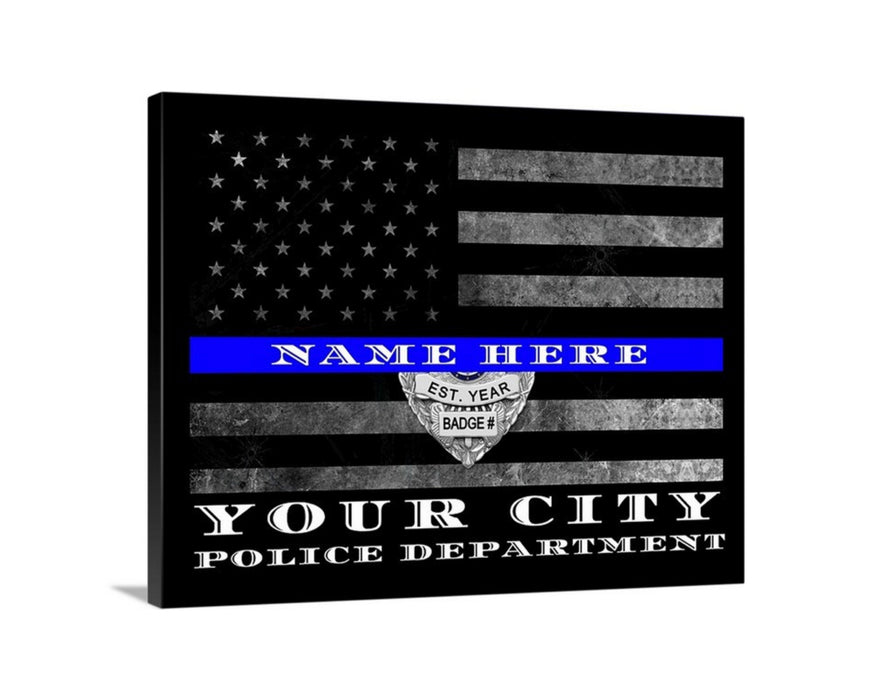 Birmingham Police Officer Thin blue Line Flag Gift Art - Modern Memory Design Picture frames - New Jersey Frame shop custom framing