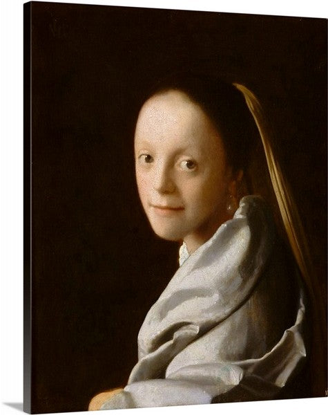 Portrait of a Young Woman by Johannes Vermeer Canvas Classic Artwork