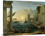 Seaport with the Embarkation of the Queen of Sheba by Claude Lorrain Canvas Classic Artwork
