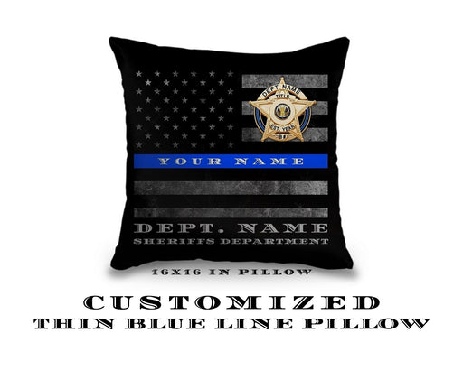 Police Gift Thin Blue Line Pillow, 16x16 inch