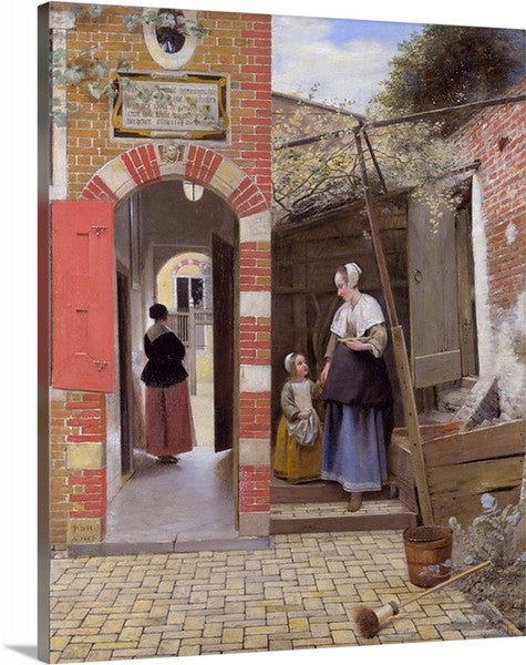 The Courtyard of a House in Delft by Pieter de Hooch Canvas Canvas Classic Artwork