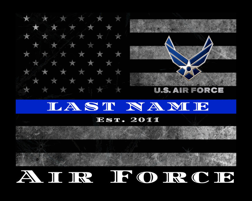 US Air Force Thin BLUE Line Flag wall art for US Air Force