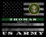 US Army Thin Green Line Flag wall art for US Army Soldier