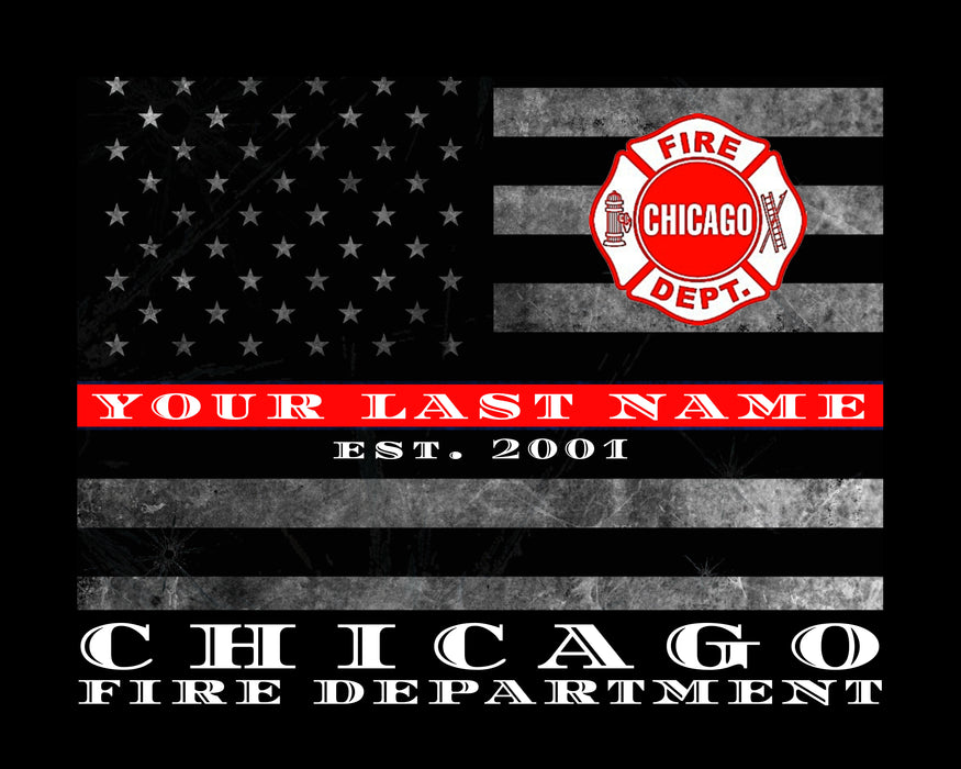 Chicago Fire Department Thin Red Line Flag for firefighter firemen