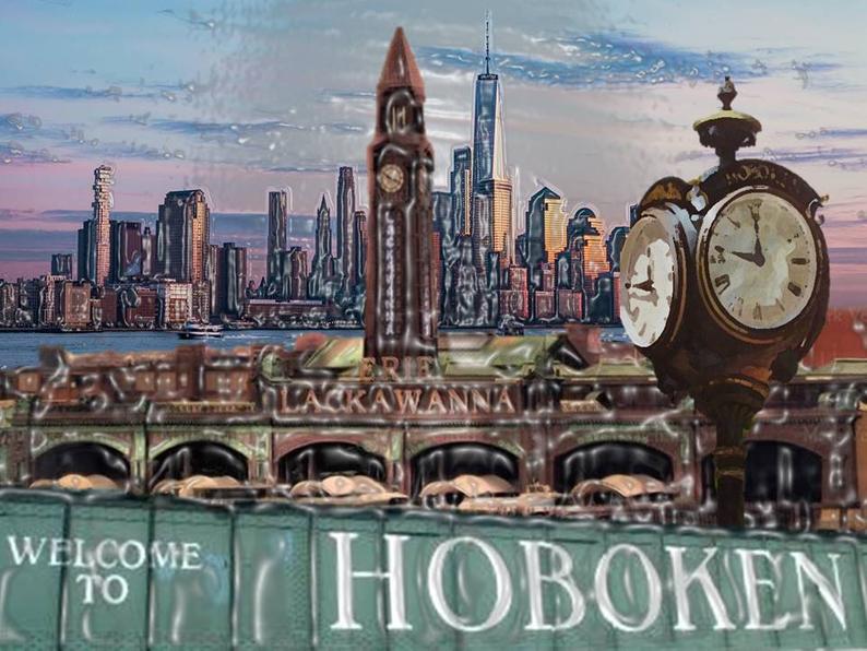 Hoboken NJ Wall Art Print Framed  Hoboken New Jersey art