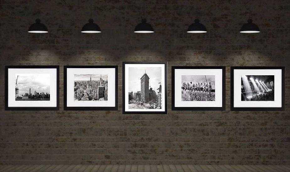 Art New York city framed Set of 5 Black and White photo Art - Modern Memory Design Picture frames - New Jersey Frame shop custom framing