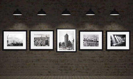 Artwork New York city art prints framed Set of 5 Black and White vintage photography wall art decor Hasbrouck Heights New Jersey frame shop ModernMemorydesign.com